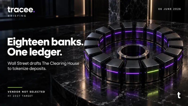 Visuel de couverture tracee, « Dix-huit banques, un registre commun » : Wall Street confie à The Clearing House la tokenisation des dépôts.