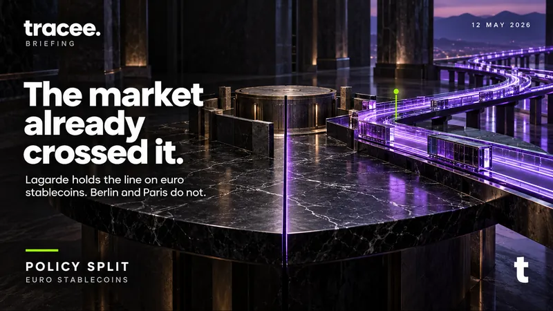 Visuel de couverture tracee, « Le marché l'a déjà franchie » : Lagarde tient la ligne sur les stablecoins en euro, Berlin et Paris non.